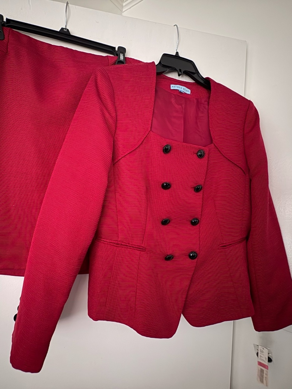 Antonio Melani Red Complete Double Breasted Skirt Suit Size 14 Never Worn